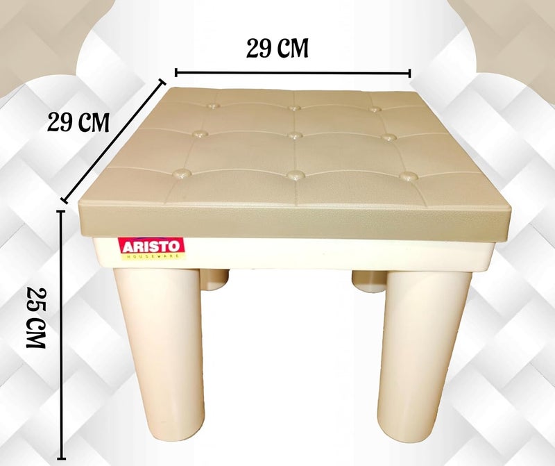 Nabhya Premium Aesthetic Design Strong Support Stool with AntiSlip with Strong Bearing Stool for Bathroom Bedroom Durable Multipurpose for Home Kitchen Beige - Image 2