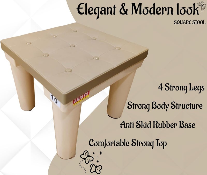 Nabhya Premium Aesthetic Design Strong Support Stool with AntiSlip with Strong Bearing Stool for Bathroom Bedroom Durable Multipurpose for Home Kitchen Beige - Image 4