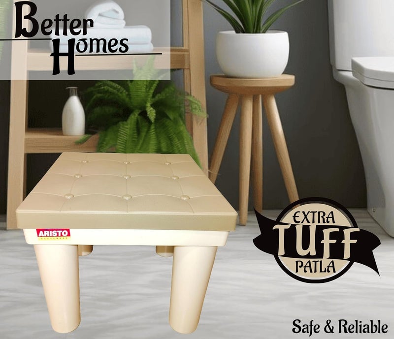 Nabhya Premium Aesthetic Design Strong Support Stool with AntiSlip with Strong Bearing Stool for Bathroom Bedroom Durable Multipurpose for Home Kitchen Beige - Image 3