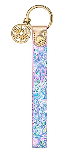 Lilly Pulitzer Durable Leatherette Strap Key Chain, Cute Wristlet Keychain Accessory with Metal Ring, Soleil It On Me - Image 1
