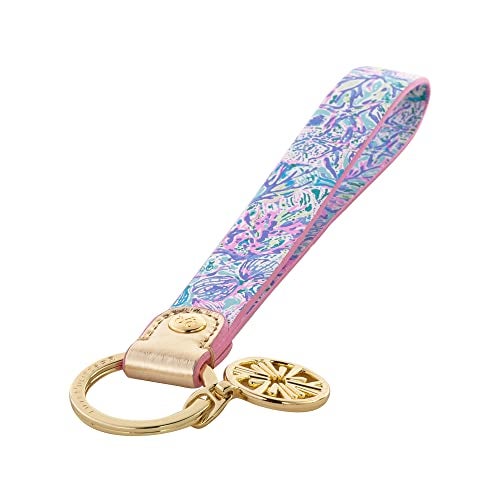 Lilly Pulitzer Durable Leatherette Strap Key Chain, Cute Wristlet Keychain Accessory with Metal Ring, Soleil It On Me - Image 2