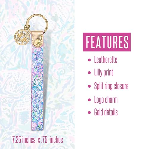 Lilly Pulitzer Durable Leatherette Strap Key Chain, Cute Wristlet Keychain Accessory with Metal Ring, Soleil It On Me - Image 3