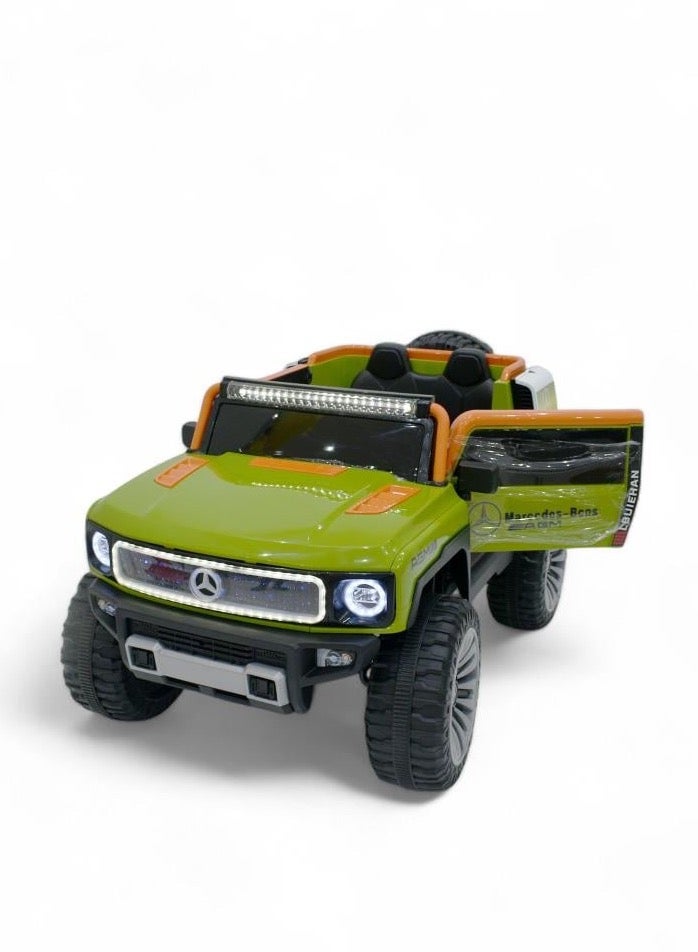 4-motor electric kids car, 12V battery, with open doors and stunning lighting, vibrator mode, USB/Aux music, remote control