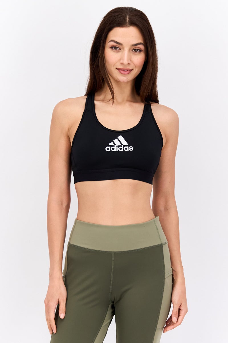Adidas حمالة صدر رياضية غير مبطنة بشعار العلامة التجارية للنساء، سوداء - Image 1