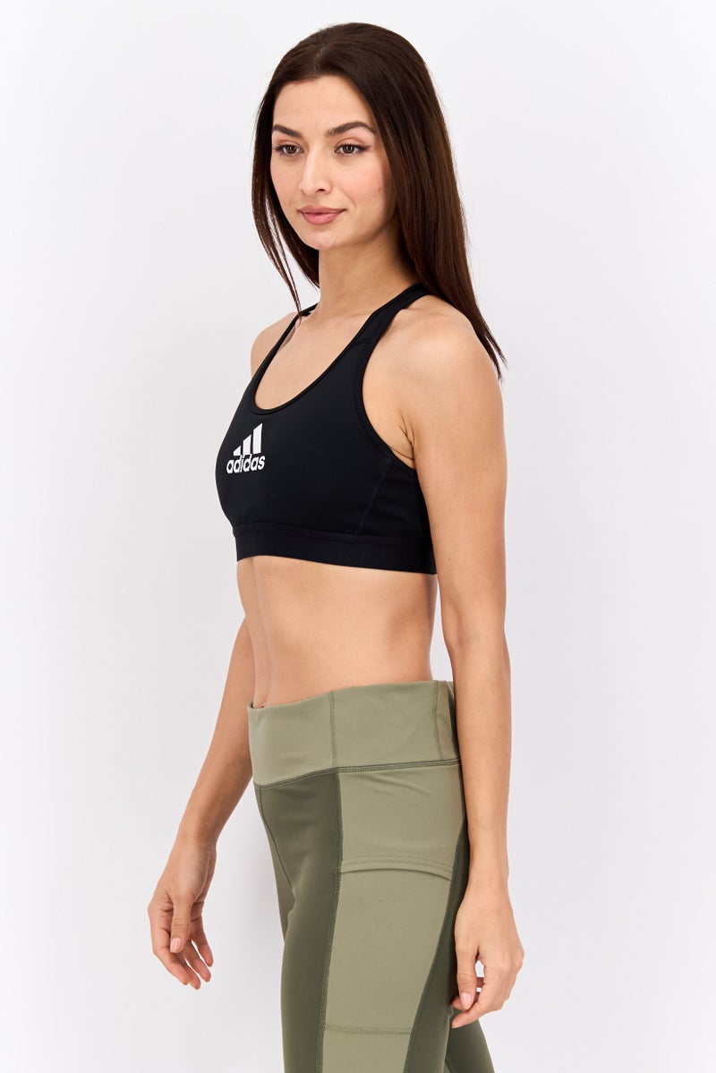 Adidas حمالة صدر رياضية غير مبطنة بشعار العلامة التجارية للنساء، سوداء - Image 4