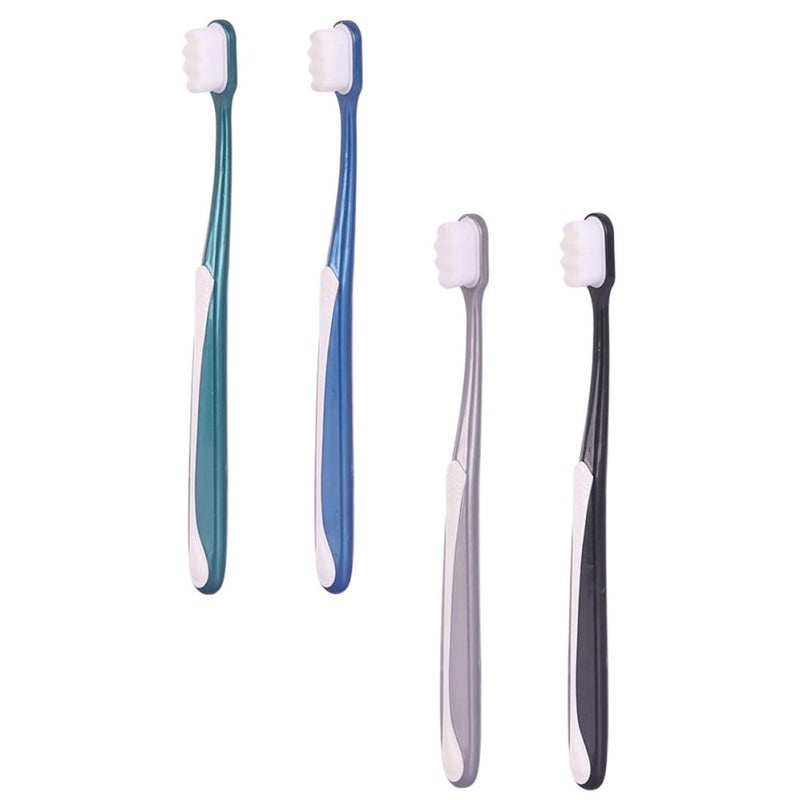Large Head Soft Bristle Toothbrushes For Sensitive Gums 4 Pack Random Colors - Image 2