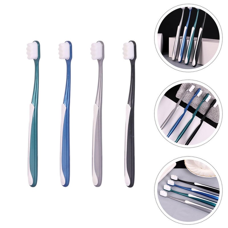 Large Head Soft Bristle Toothbrushes For Sensitive Gums 4 Pack Random Colors - Image 4