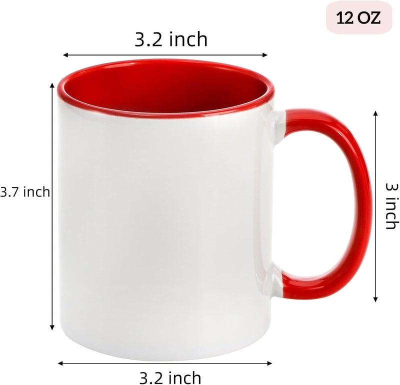AVLA 6 Packs Porcelain Sublimation Mugs 12 OZ Blank Drinking Cups with Handles DIY Coated Ceramic Coffee Mug Sets for Cappuccino Tea Milk Latte Hot Cocoa Microwave and Dishwasher Safe - Image 2