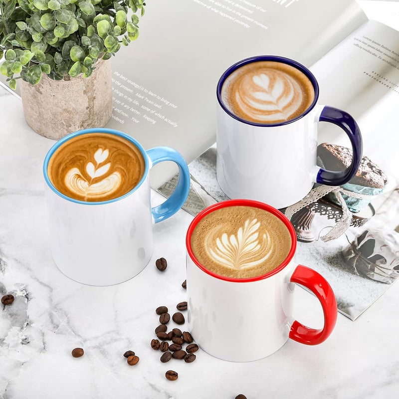 AVLA 6 Packs Porcelain Sublimation Mugs 12 OZ Blank Drinking Cups with Handles DIY Coated Ceramic Coffee Mug Sets for Cappuccino Tea Milk Latte Hot Cocoa Microwave and Dishwasher Safe - Image 4