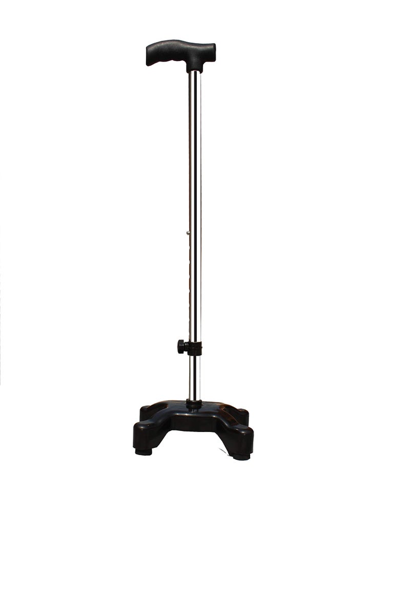 KDS SURGICAL Iron 4 Leg Quadripod Height Adjustable Walking Stick (Black) - Image 1