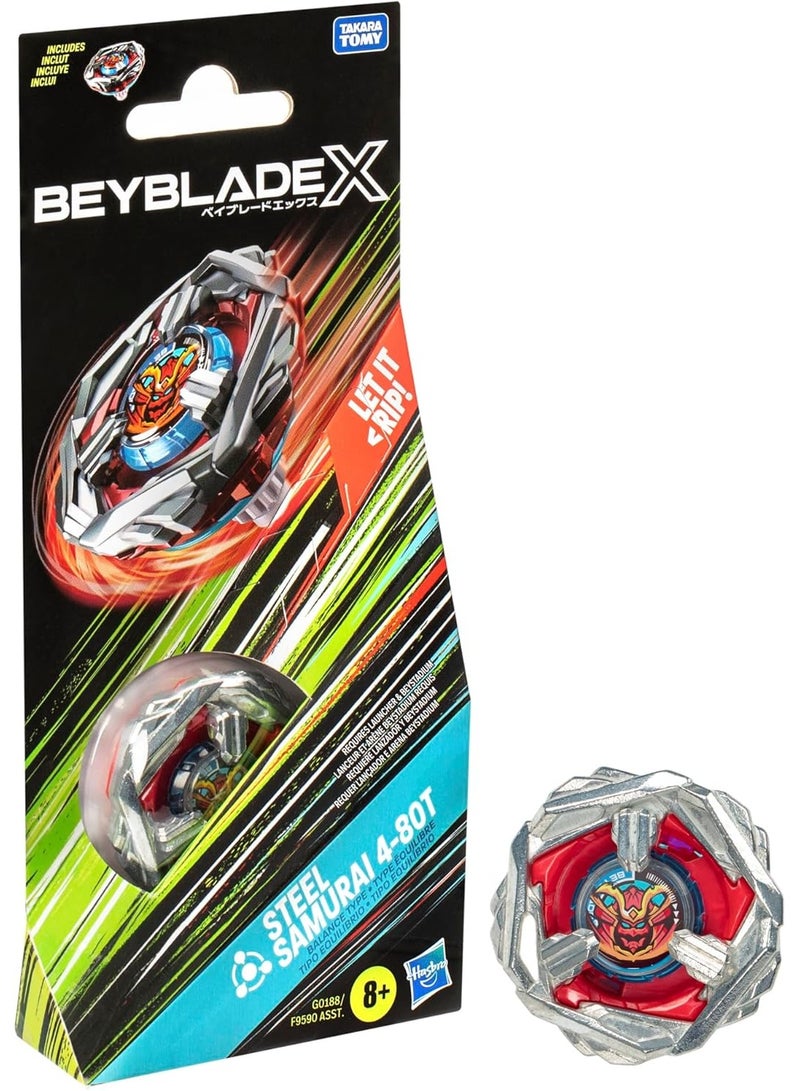 TAKARA TOMY Beyblade X Steel Samurai 4-80T Booster Pack | Authentic Hasbro Balance Type Spinning Top | X-Celerator Gear System | Ages 8+ - Image 1