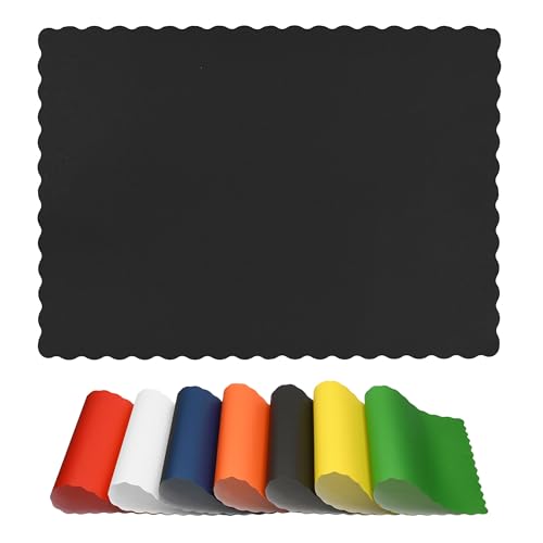 Netko Paper Placemats for Dining Table  Disposable Scalloped Edges Color Table Mats great for Parties and Christmas Table Decorations 10x14 50ct  Black