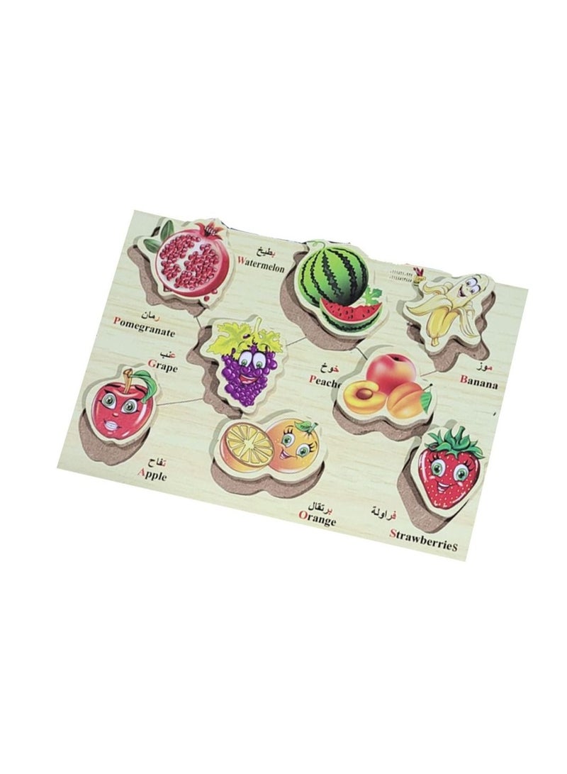 Puzzles Wooden Puzzle Fruits And Vegetables 9 Pieces - Image 2