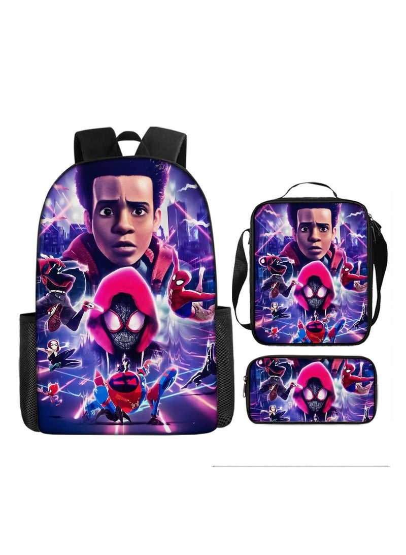 Backpacker Spider-Man Cartoon Digital Printing Children's Student School Bag Backpack 29*16*42CM + Shoulder Bag 19*6*23CM + Pencil Case 24*7*11CM Three-piece Set - Image 1