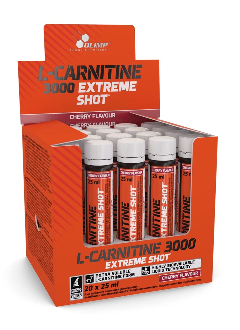 Olimp - L-Carnitine 3000 Extreme Shot 20 x 25ml Cherry - Image 1