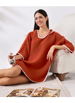 Destiny Hometex 4 Layer Muslin Hooded Adult Women's Poncho  - Image 3