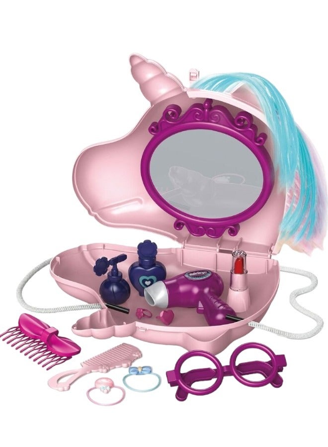 Toy Box 2 in1 Beauty Salon Make Up Little Bag Beauty Play Set In A Unicorn Handbag For Kids Girls - Image 3