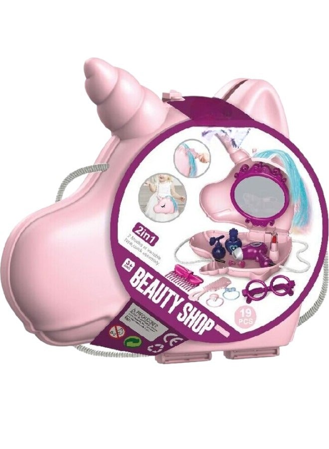 Toy Box 2 in1 Beauty Salon Make Up Little Bag Beauty Play Set In A Unicorn Handbag For Kids Girls - Image 4