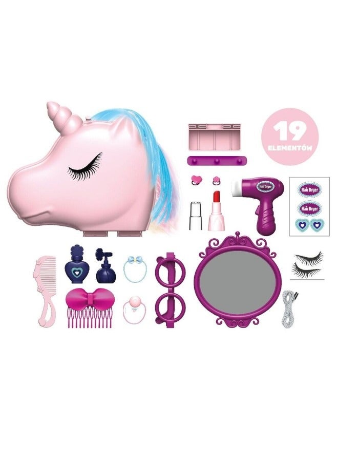 Toy Box 2 in1 Beauty Salon Make Up Little Bag Beauty Play Set In A Unicorn Handbag For Kids Girls - Image 5