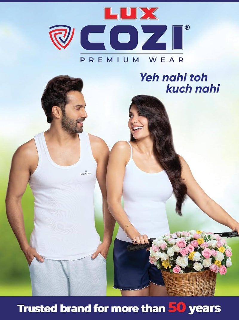 Lux Cozi Men's Solid White Vest | Vest for Men | Pack of 3 - Image 3