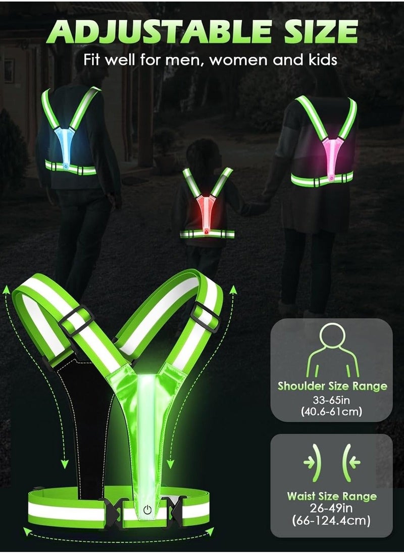 LED Reflective Vest, 5 Lights Colors High Visibility Reflective Running Gear, Rechargeable Light Up Running Vest for Walking/Running/Cycling, Adjustable for Men/Women/Kids (Green) - pzsku/ZE13A450F5AC1B82AB2F9Z/45/_/1701542222/b0c4f9be-965b-475d-8ade-5f7ce365a314