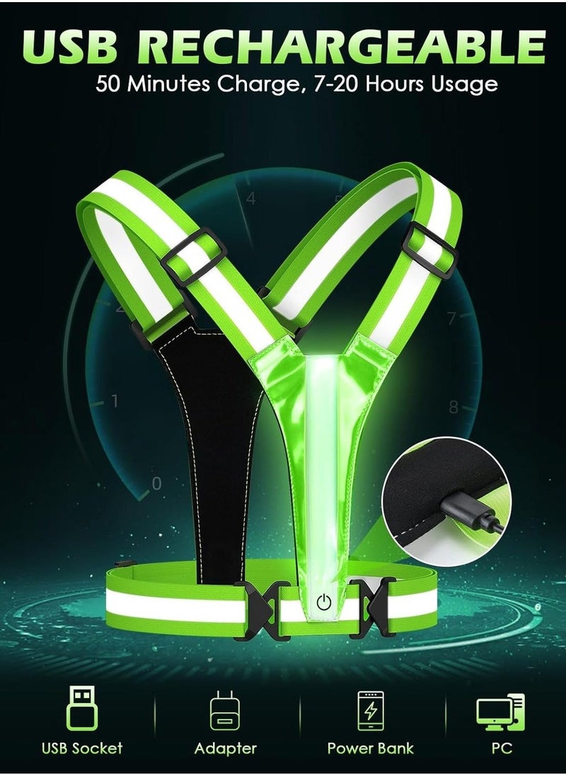 LED Reflective Vest, 5 Lights Colors High Visibility Reflective Running Gear, Rechargeable Light Up Running Vest for Walking/Running/Cycling, Adjustable for Men/Women/Kids (Green) - pzsku/ZE13A450F5AC1B82AB2F9Z/45/_/1701542224/6f4bcfcb-9a30-4cfa-98d2-b5c63e05cf23