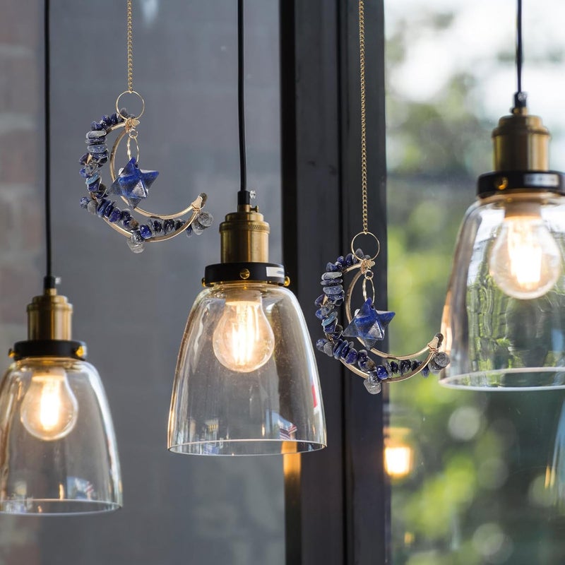 Sun Catcher Hanging Ornament for Window and Garden, Hollow Prism Pendant with Blue Stone Chips, Indoor Outdoor Light Catcher Decoration - Image 5