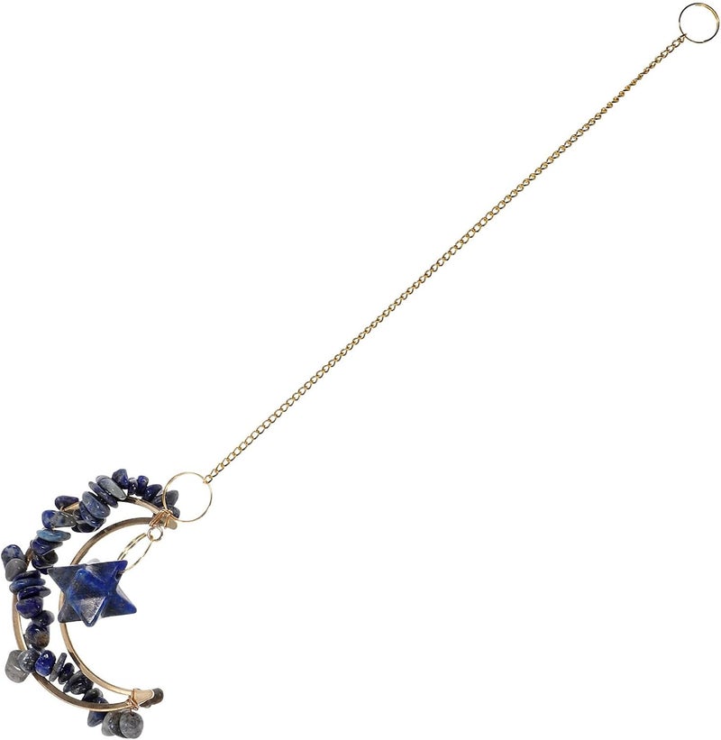 Sun Catcher Hanging Ornament for Window and Garden, Hollow Prism Pendant with Blue Stone Chips, Indoor Outdoor Light Catcher Decoration - Image 1