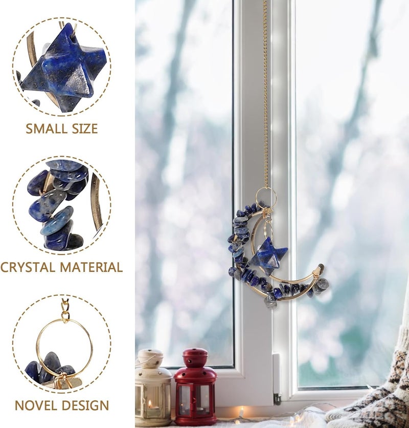 Sun Catcher Hanging Ornament for Window and Garden, Hollow Prism Pendant with Blue Stone Chips, Indoor Outdoor Light Catcher Decoration - Image 3