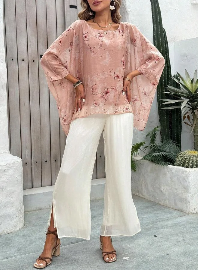 Take Two Take Two Floral Print Top and Wide Leg Pants Co-Ords