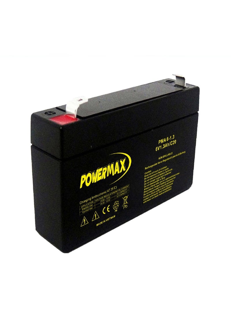 Power Max PowerMax PMA 6-1.3 Rechargeable Battery – 6V 1.3Ah Sealed Lead Acid (VRLA), Non-Spillable - Image 2