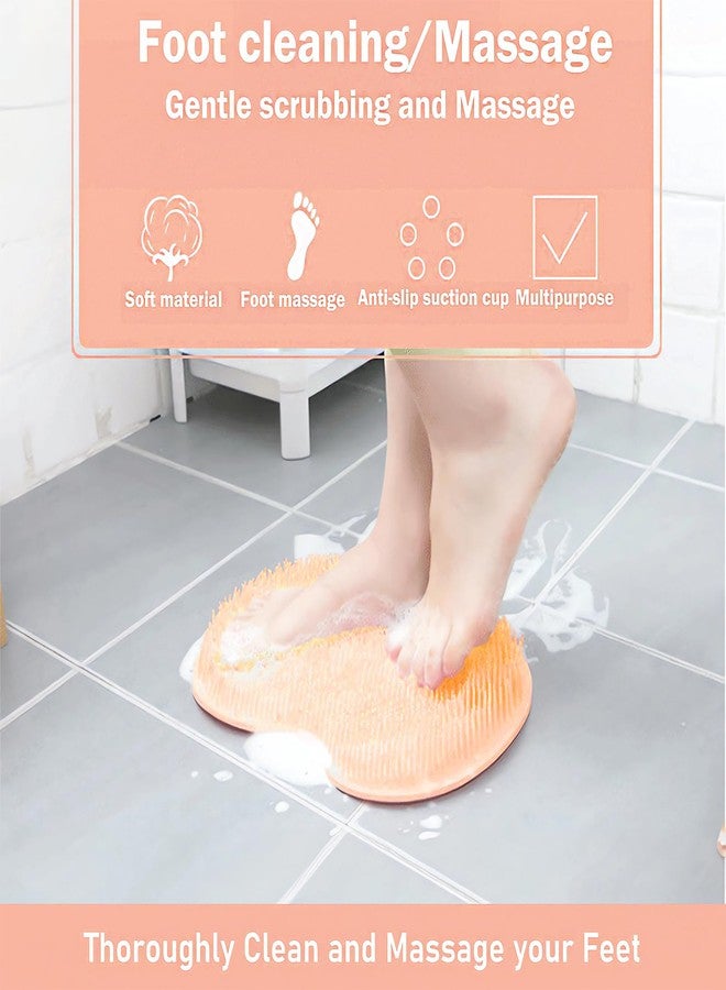 Easkite Shower Foot and Back Scrubber Mat,Wall Mounted Shower Foot Scrubber with Suction Cups,Exfoliating Silicone Massage Foot Cleaner for Shower(Yellow) - Image 2