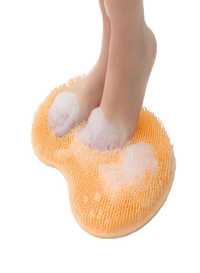 Easkite Shower Foot and Back Scrubber Mat,Wall Mounted Shower Foot Scrubber with Suction Cups,Exfoliating Silicone Massage Foot Cleaner for Shower(Yellow) - Image 1
