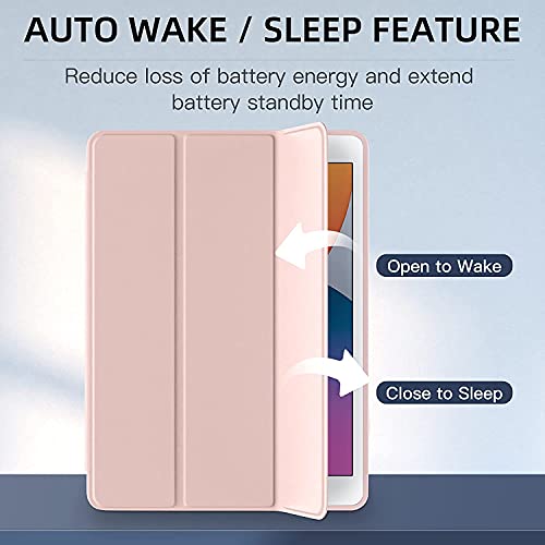 ProElite Smart Case for iPad 10.2 inch 2021 9th/8th/7th Gen [Auto Sleep/Wake Cover] [Pencil Holder] [Soft Flexible Case] Recoil Series - Pink with Stylus Pen - Image 4