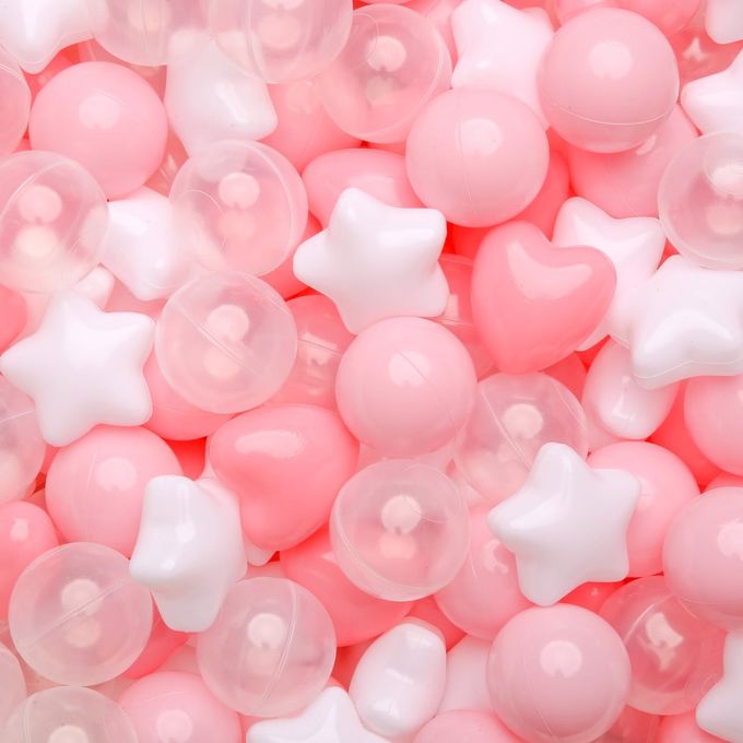 Gogoso Ball Pit Balls,Plastics Balls for Ball Pit, Stars Hearts Shape for PastelBall for Toddlers Kids, Pink Light Pink White Clear,100pcs - Image 1