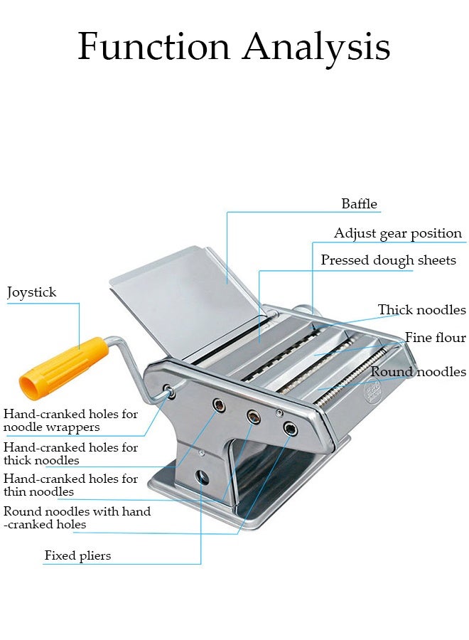 DUNISO Pasta Maker，Manual Noodle Press，Fried Noodle Machine，Detachable Dual-Blades,Hand Crank  - Image 3