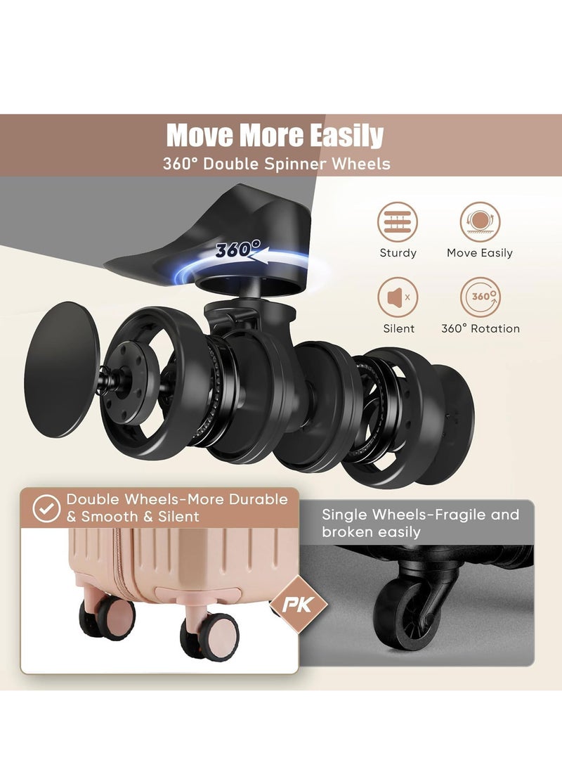 ZUIHAO Luggage Sets 3 Piece with Spinner Wheels Lightweight Durable Carry On Cabin Travel Suitcase with TSA Lock Hard Shell ABS+PC 20/24/28in Pink - Image 3