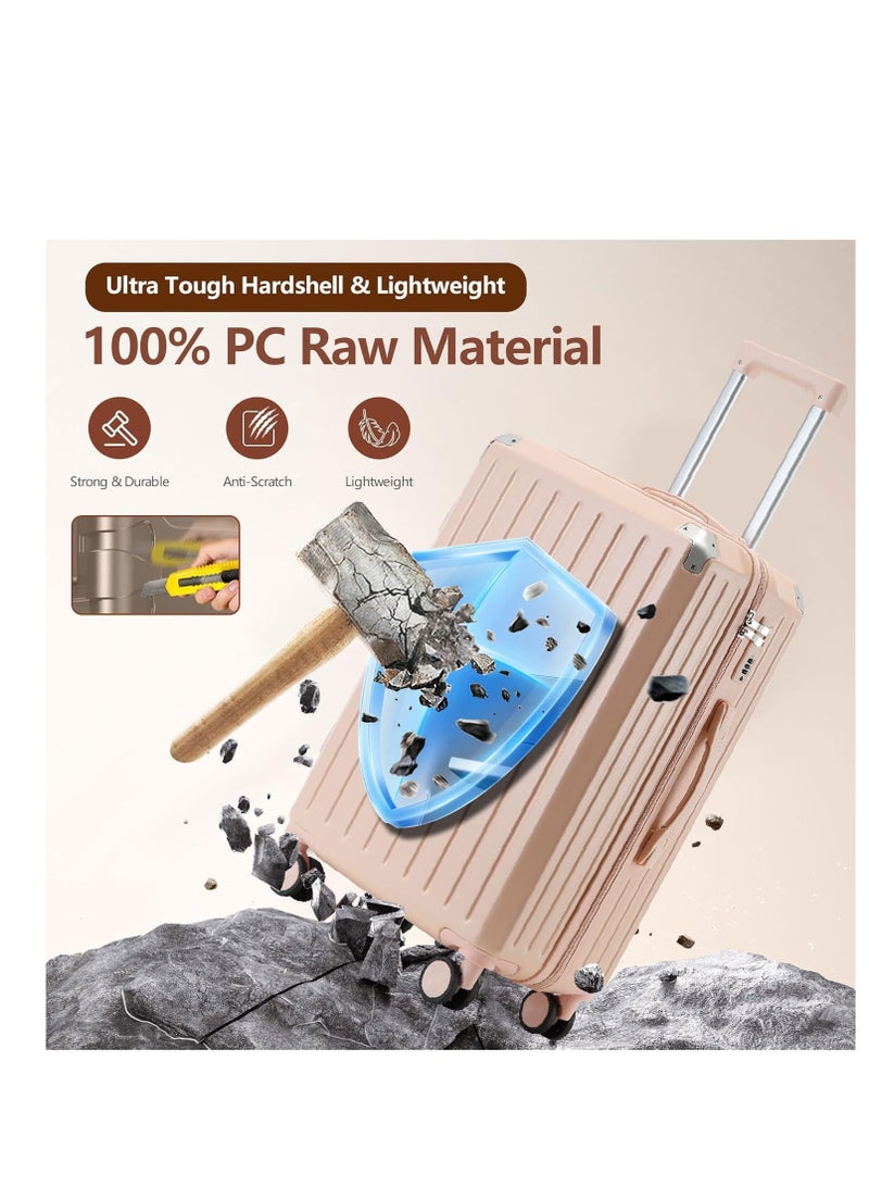 ZUIHAO Luggage Sets 3 Piece with Spinner Wheels Lightweight Durable Carry On Cabin Travel Suitcase with TSA Lock Hard Shell ABS+PC 20/24/28in Pink - Image 5