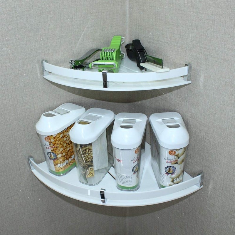 Mantavya Acrylic Corner Shelf for Home Decor Bathroom Corner Decoration Bathroom Accessories Shelves - Image 4