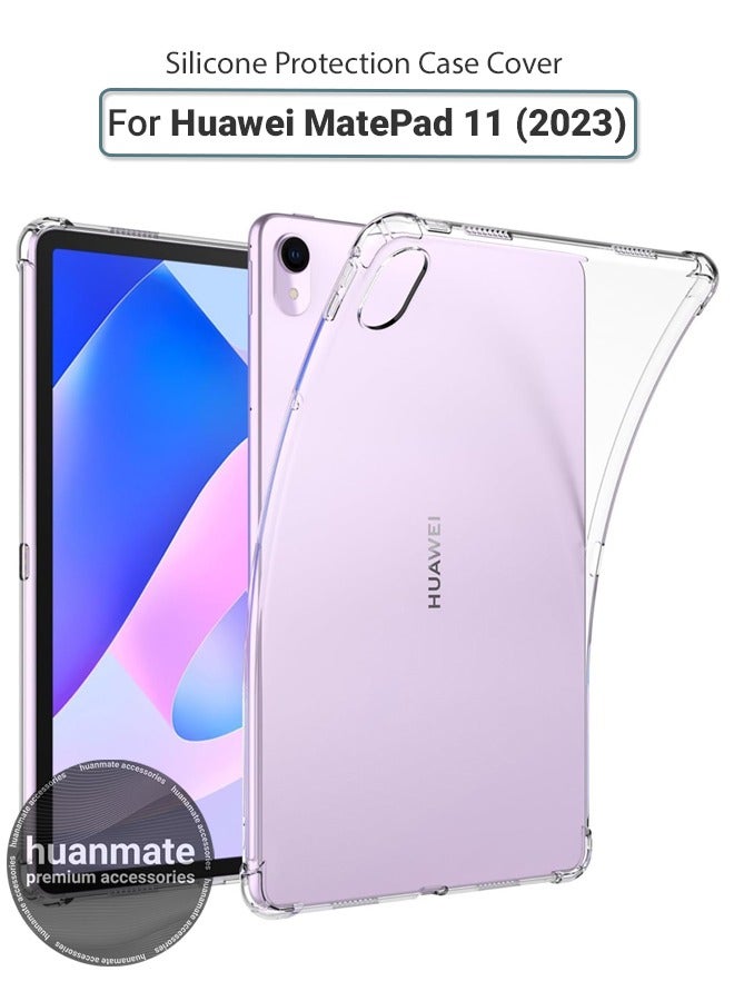 هووانميت حافظة لجهاز هواوي ميت باد 11 2023 شفافة - مقاوم للصدمات ومتين وفتحات دقيقة - حماية من الخدوش والغبار والتلطيخ - غطاء خلفي من السيليكون الشفاف لجهاز هواوي ميت باد 11 2023 - Image 1