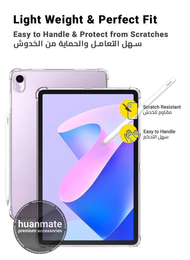 هووانميت حافظة لجهاز هواوي ميت باد 11 2023 شفافة - مقاوم للصدمات ومتين وفتحات دقيقة - حماية من الخدوش والغبار والتلطيخ - غطاء خلفي من السيليكون الشفاف لجهاز هواوي ميت باد 11 2023 - Image 3