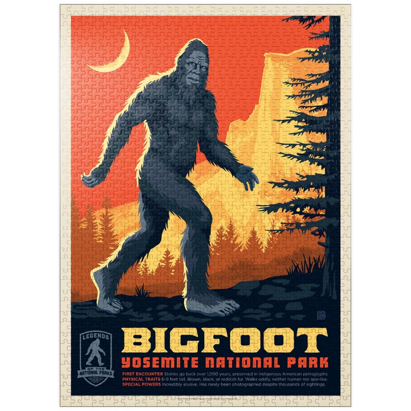 MyPuzzle Legends of The National Parks Yosemites Bigfoot Vintage Poster Premium 1000 Piece Jigsaw Puzzle for Adults