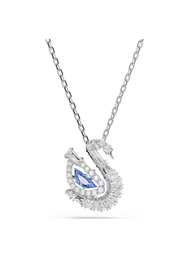سوان إليجانس قلادة مع بلورات زرقاء وواضحة للنساء-سلسلة فضية اللون - Image 1