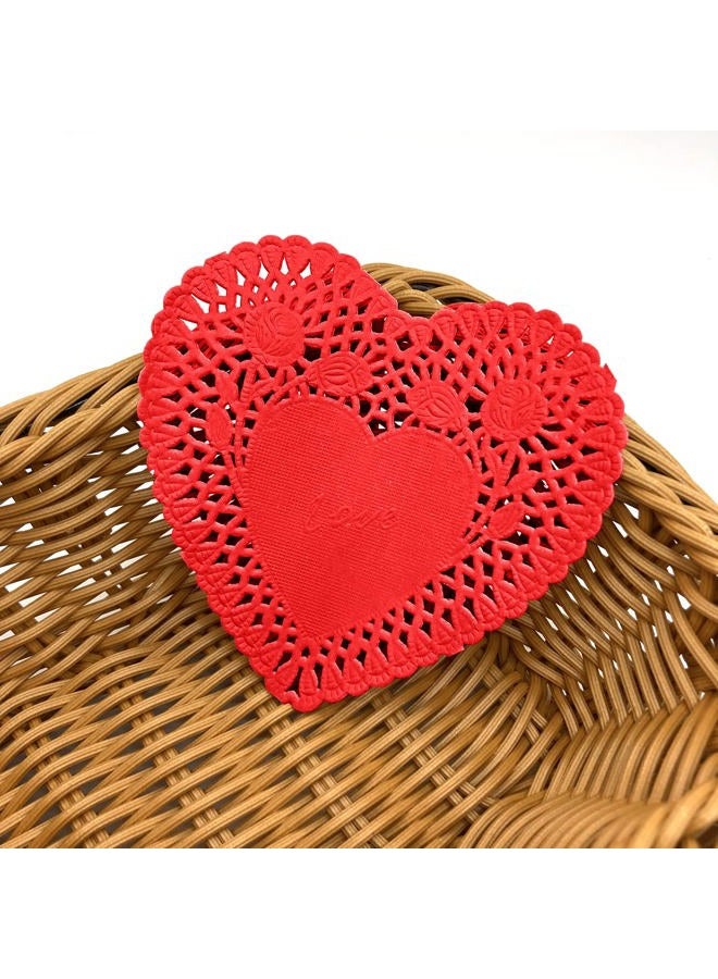 FUGUIR 180 Pcs 4 Inch Mini Valentine Heart Doilies Heart Shaped Paper Lace Doilies with 3 Colors Red Pink White Valentine Craft Gift Set for Wedding Birthday Party Decoration - Image 2