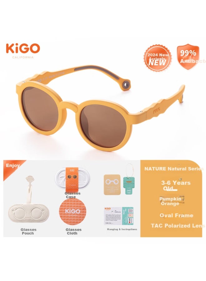 Kigo New Sunshade Sungl Polarized Uv Protection Pumpkin Orange For 3-6 Years Old - Image 1