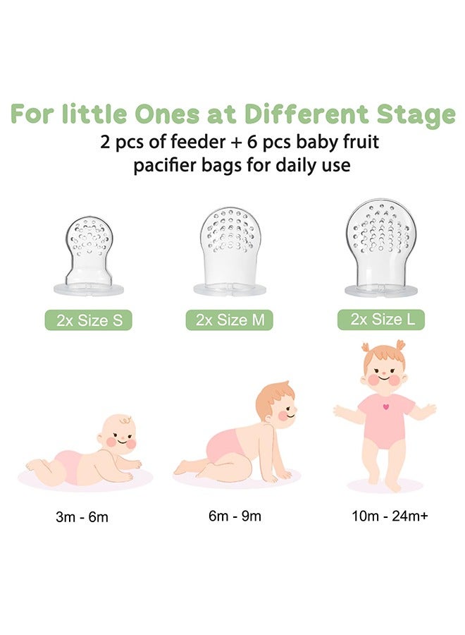 بوفان قطعتان من قوالب مصاصات حليب الأم وفاكهة الأطفال المقاومة للسقوط مع أغطية للتسنين، وحدة تغذية الطعام المثالية، لهاية التسنين، عضاضات تغذية سيليكون سهلة التنظيف، مشابك سيليكون إضافية - Image 4