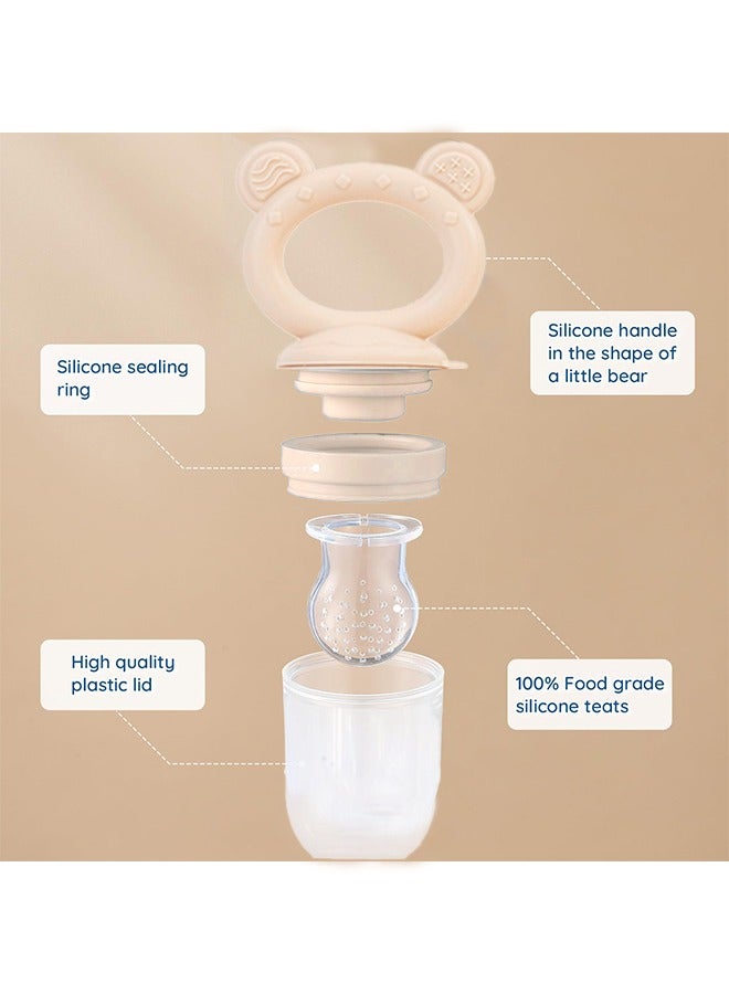 بوفان قطعتان من قوالب مصاصات حليب الأم وفاكهة الأطفال المقاومة للسقوط مع أغطية للتسنين، وحدة تغذية الطعام المثالية، لهاية التسنين، عضاضات تغذية سيليكون سهلة التنظيف، مشابك سيليكون إضافية - Image 5