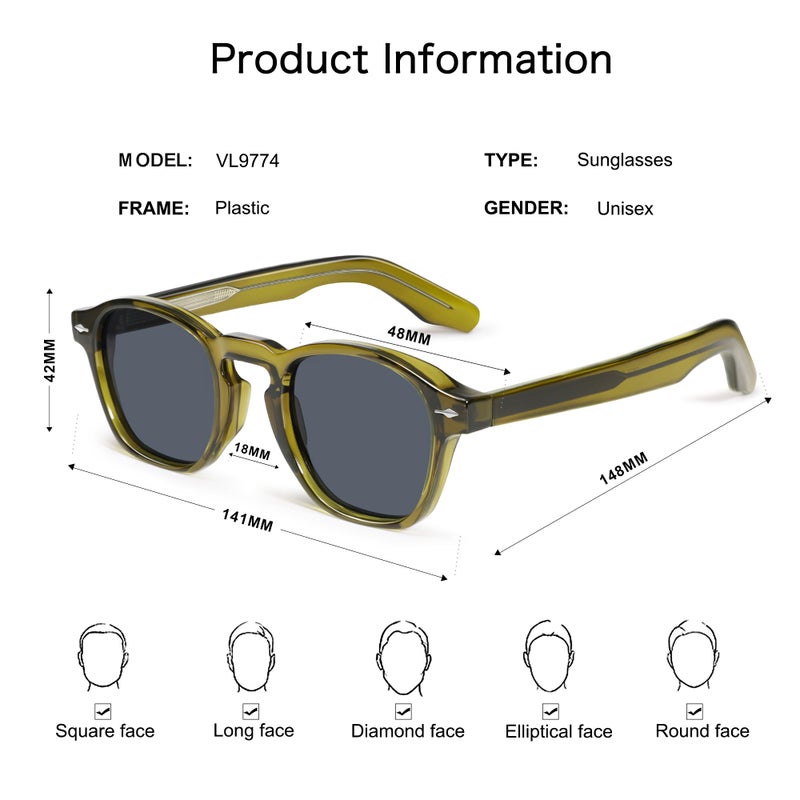 VANLINKER Retro Small Square Sunglasses for Men Women Thin Cube Shades Vintage Slim Frames Intellectual Style VL9774 - Image 4