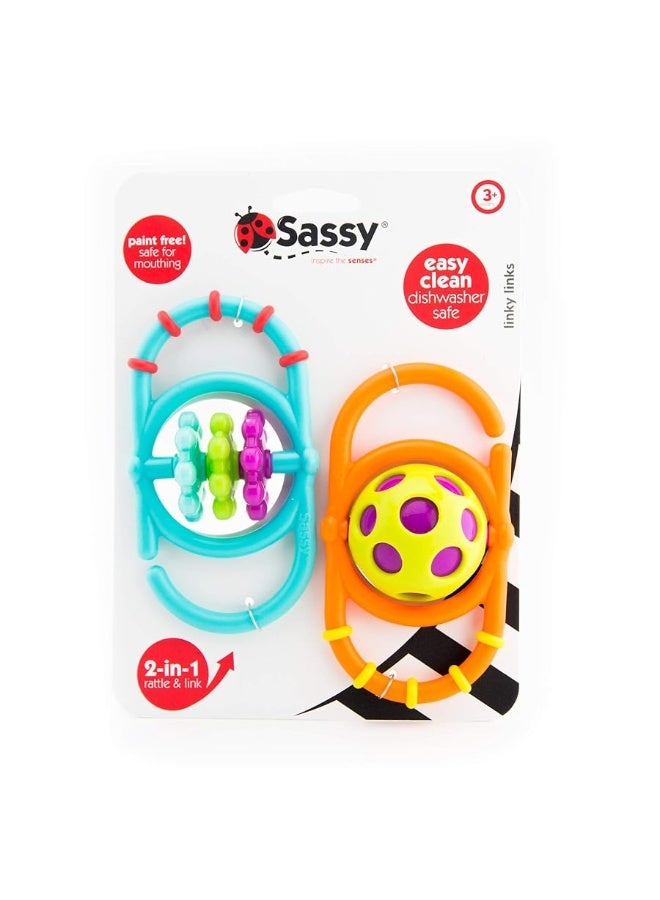 Sassy Linky Links Rattle Set Use Apart or Link Together 2 Pack for Ages 3 Months - Image 2