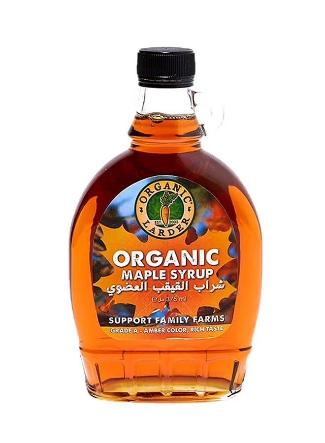 Organic Larder Pure Maple Syrup 375ml – 100% Natural Grade A Amber, Healthy Pancake & Waffle Sweetener - Image 1